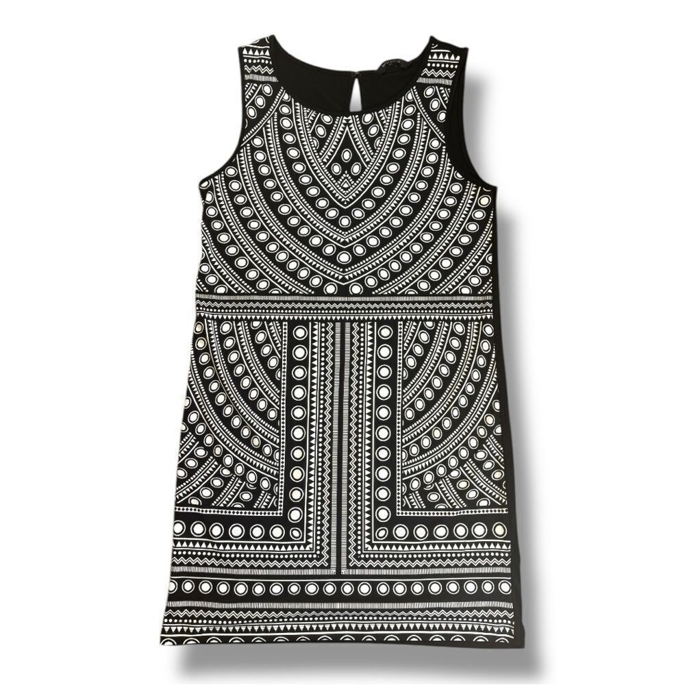 Banana Republic Black and White Geometric Pattern Dress Sz M